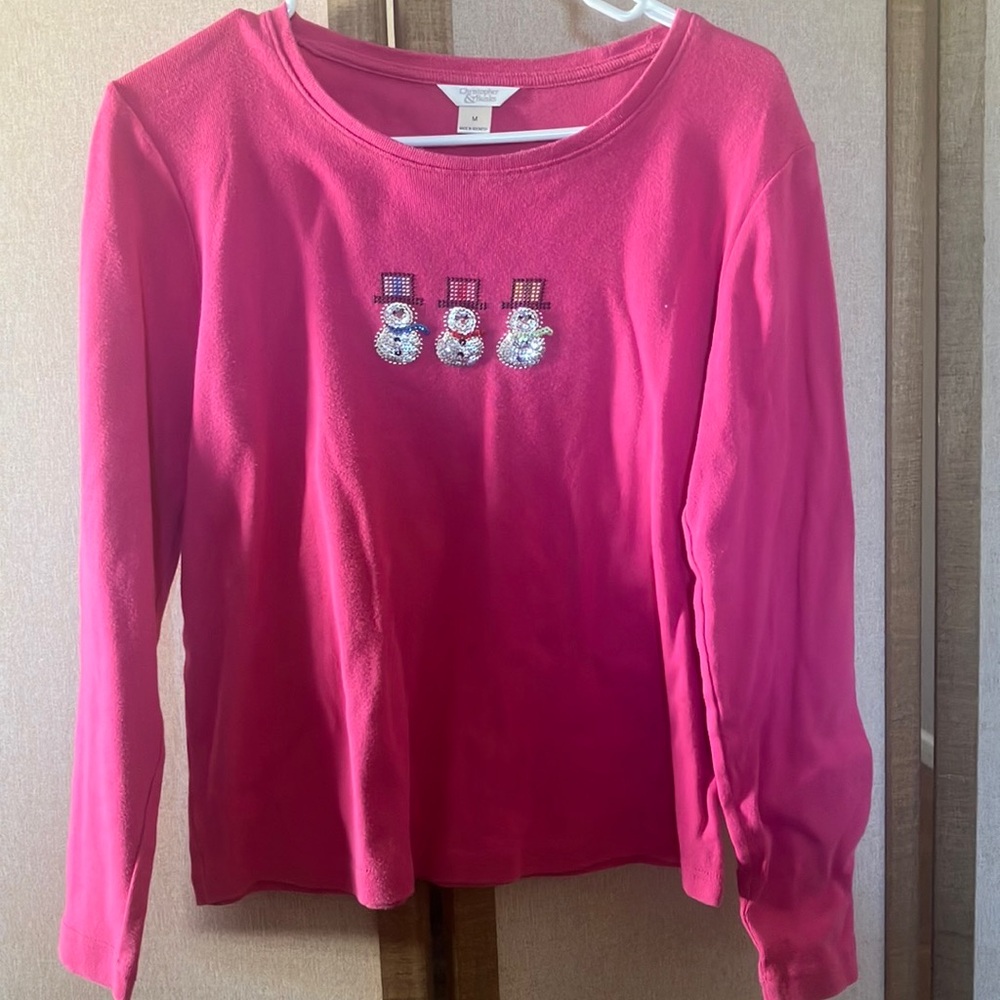 FINAL MARKDOWN Christopher and banks Pink Snowman Shirt medium